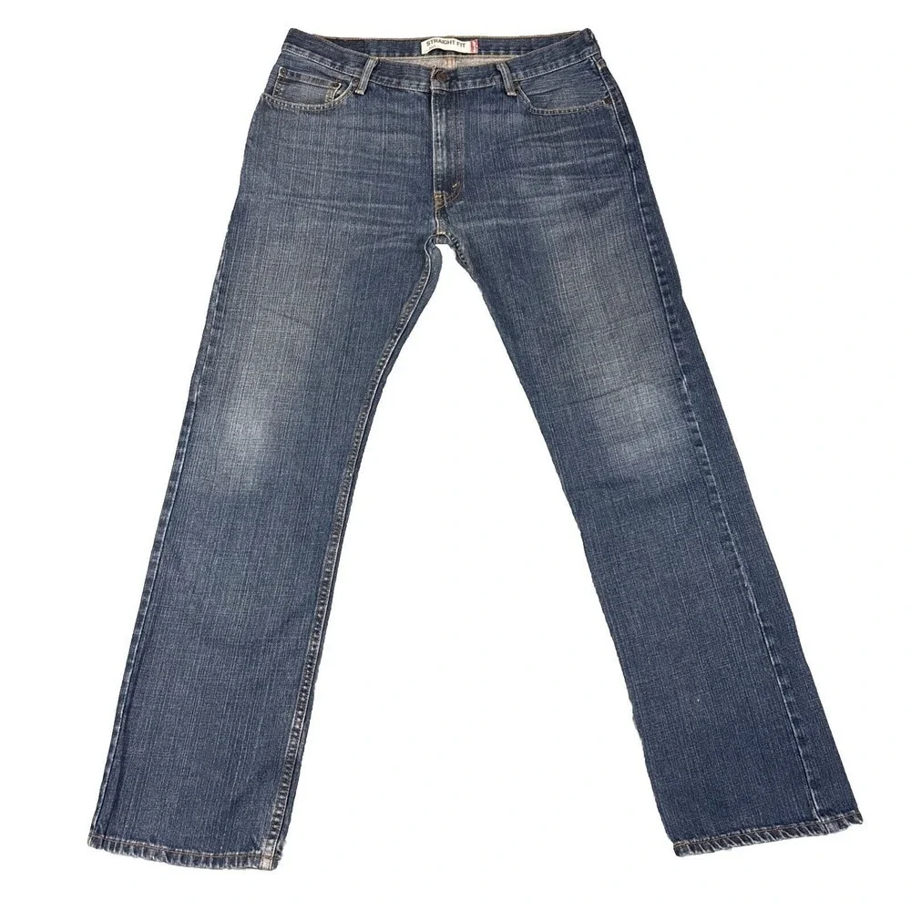 VTG Levis 505 Jeans Men 36x34 Blue Denim Regular Fit Straight Leg Whiskered Y2K